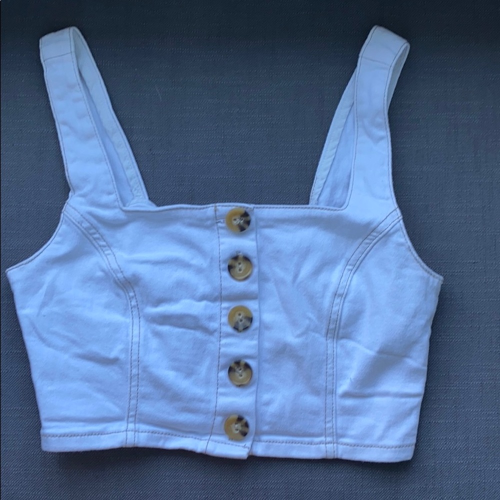 white button up forever 21 denim top